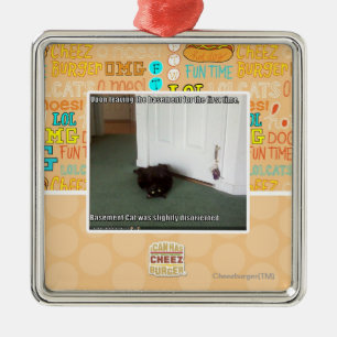 Keller-Katze, etwas verwirrt Silbernes Ornament