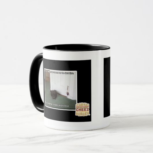 Keller-Katze, etwas verwirrt Tasse (Vorderseite Links)