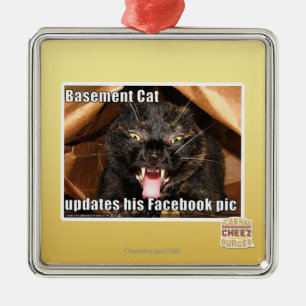 Keller-Katze Silbernes Ornament