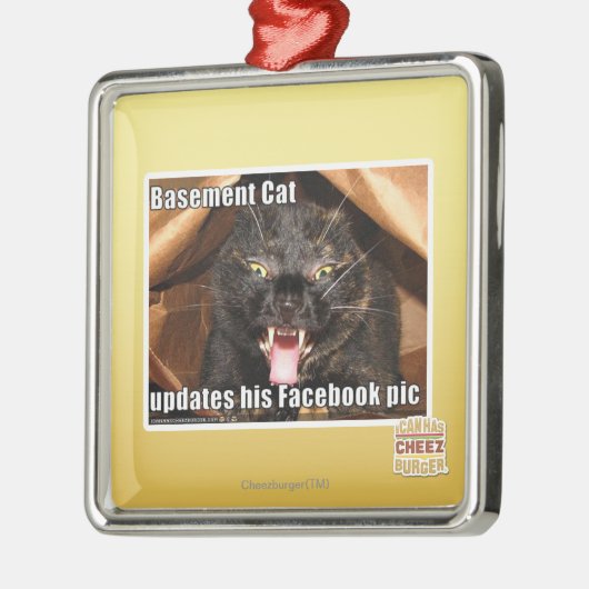 Keller-Katze Silbernes Ornament (Links)