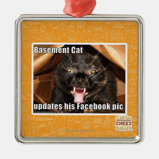 Keller-Katze Silbernes Ornament (Vorne)