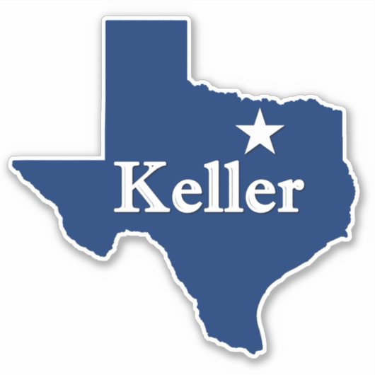 Keller, TX Texas Map Kontur mit Lone Star DFW Aufkleber (Vorderseite)