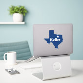 Keller, TX Texas Map Kontur mit Lone Star DFW Aufkleber (Laptop auf Schreibtisch)