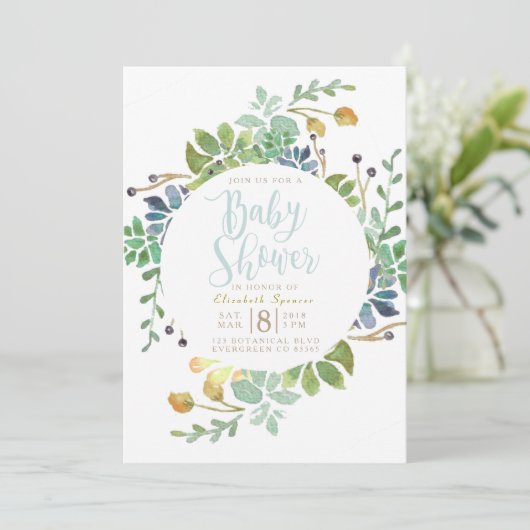 Keller | Wasserfarben-Babydusche Einladung (Stehend Vorderseite)