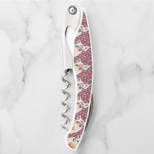 Kellerschnecke Gentleman Pig mit Rose Kellnermesser (Vorderseite)