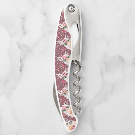 Kellerschnecke Gentleman Pig mit Rose Kellnermesser (Rückseite)