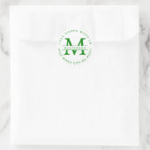 Kelley Green Monogram Rücksendeadresse Runder Aufkleber (Tasche)