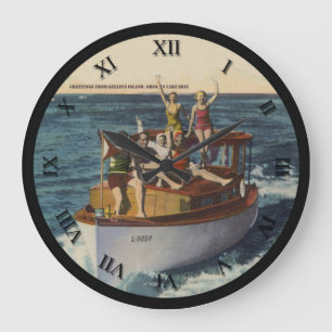 Kelleys Insel-Ohio-Postkarten-Uhr Große Wanduhr