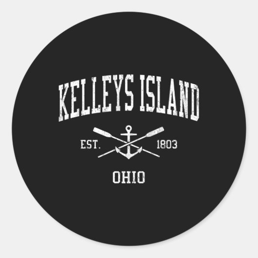 Kelleys Island Oh Crossed Oars Boat Anchor Sports Runder Aufkleber (Vorderseite)