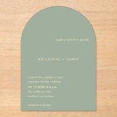 Kellianne Sage Green Modern Wedding Acryleinladungen (Vorderseite)