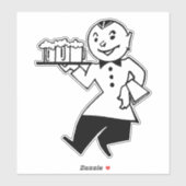 Kellner Cartoon Retro Bier  Mann Alkohol Kunst Aufkleber (Blatt)