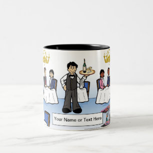 Kellner, formeller Cartoon Zweifarbige Tasse