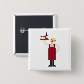 Kellner mit Wein Button (Vorne & Hinten)