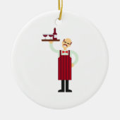 Kellner mit Wein Keramik Ornament (Vorne)
