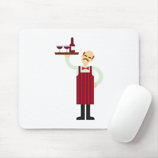 Kellner mit Wein Mousepad (Mit Mouse)