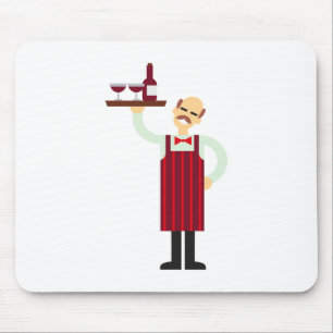 Kellner mit Wein Mousepad