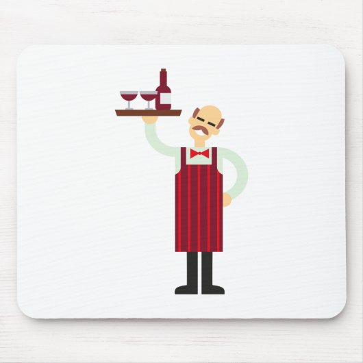 Kellner mit Wein Mousepad (Vorne)