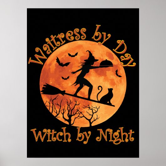 Kellnerin an der Hexe in der Nacht Poster (Vorne)