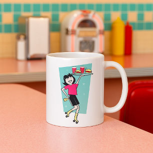 Kellnerin auf Rollschuhen Kaffeetasse
