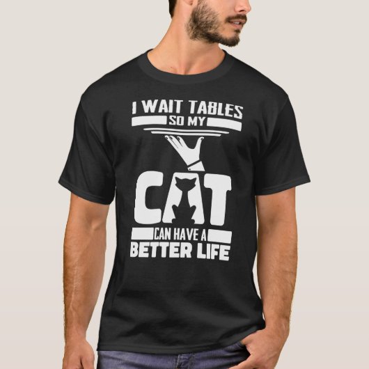 Kellnerin Katze Bedienung Kellner T-Shirt (Vorderseite)