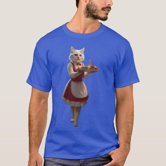 Kellnerin Katze vintage T-Shirt (Vorderseite)