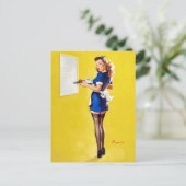 Kellnerin Pin Up Postkarte (Stehend Vorderseite)