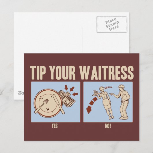 Kellnerin Postkarte (Vorne/Hinten)
