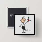 Kellnerin-Stick-Figur Button (Vorne & Hinten)