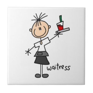 Kellnerin-Stick-Figur Fliese