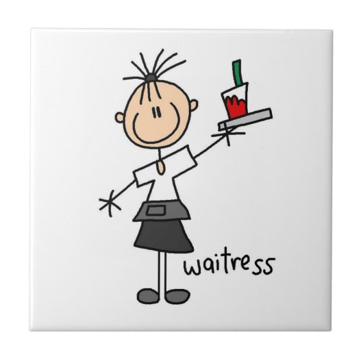 Kellnerin-Stick-Figur Fliese (Vorderseite)