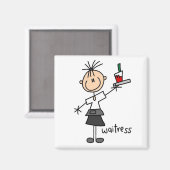 Kellnerin-Stick-Figur Magnet (Vorderseite/Rückseite)