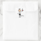 Kellnerin-Stick-Figur Quadratischer Aufkleber (Tasche)