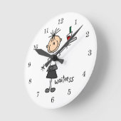 Kellnerin-Stick-Figur Runde Wanduhr (Winkel)