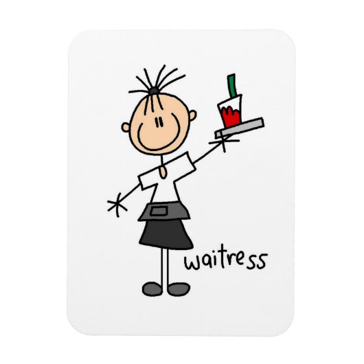 Kellnerin-Stickfigur Magnet (Vertikal)