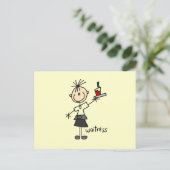 Kellnerin-Stickfigur Postkarte (Stehend Vorderseite)