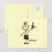 Kellnerin-Stickfigur Postkarte (Vorne/Hinten)