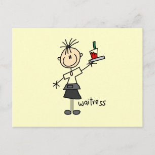 Kellnerin-Stickfigur Postkarte