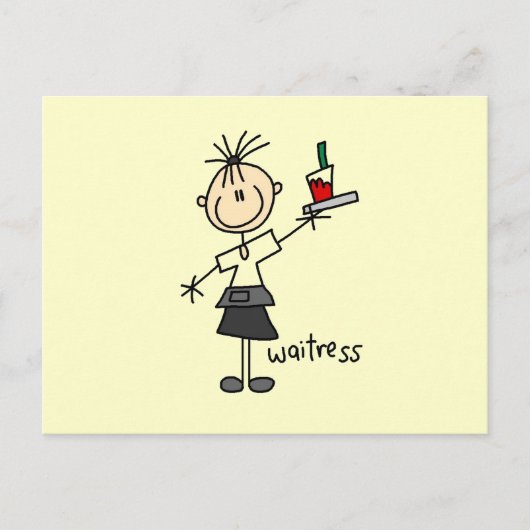 Kellnerin-Stickfigur Postkarte (Vorderseite)