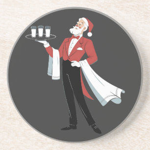 Kellnerin Weihnachten Santa Server Xmas  Getränkeuntersetzer