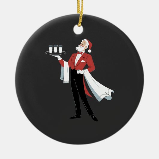Kellnerin Weihnachten Santa Server Xmas Keramik Ornament (Vorne)