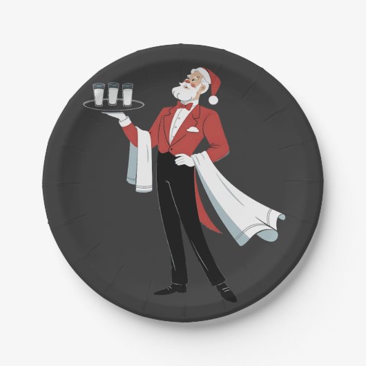 Kellnerin Weihnachten Santa Server Xmas  Pappteller (Vorderseite)