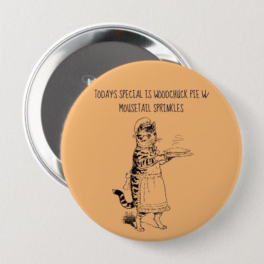 Kellnerkatze mit lustiger Katze Button (Vorne & Hinten)