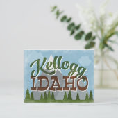 Kellogg Idaho Fun Retro Snowy Mountains Postkarte (Stehend Vorderseite)