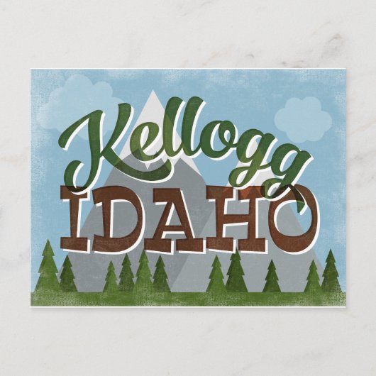 Kellogg Idaho Fun Retro Snowy Mountains Postkarte (Vorderseite)