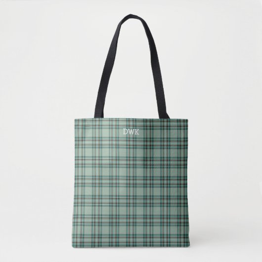 Kelly Clan Tartan Mint Green Kariert Monogram Tasche (Vorderseite)
