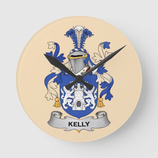 Kelly Coat of Arms Clock Runde Wanduhr (Vorderseite)