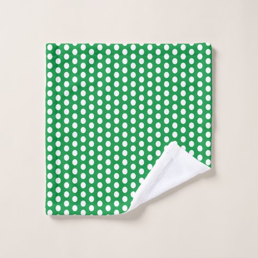 Kelly Green and white Modern Bubbles Dots Badhandtuch Set (Waschlappen)