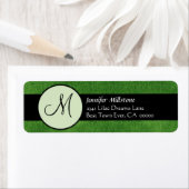KELLY GREEN & BLACK Wedding Monogram Address Label (Insitu)