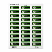 KELLY GREEN & BLACK Wedding Monogram Address Label (Vorne)
