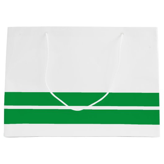 Kelly Green Bottom Edge Racing Stripes auf weiß Große Geschenktüte (Vorderseite)